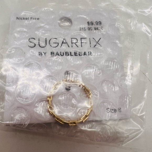 NWT BaubleBar Sugarfix Gold Link Chain Ring - Size 8 - Gold - Picture 3 of 8
